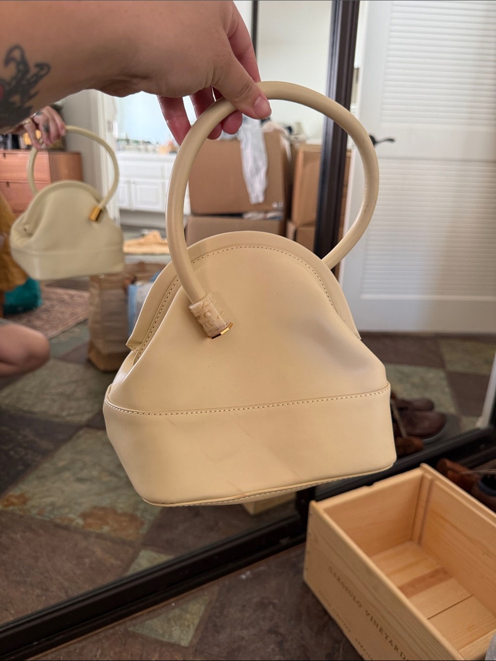 Louise et Cie Cream/butter yellow Mini Top-Handle Bag